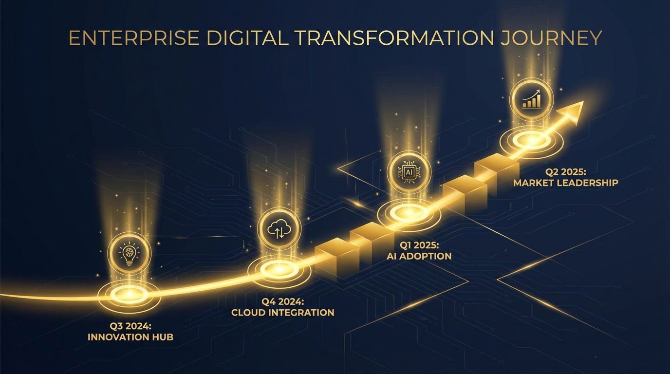 Strategic IT roadmap with milestones and transformation timeline